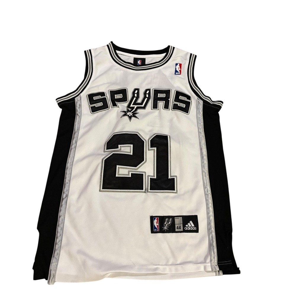 Adidas San Antonio Spurs Tim Duncan 21 Basketball Jersey White Mens Size 44 NBA